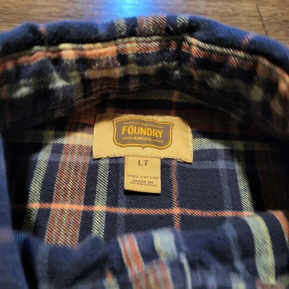 The Foundry Supply Co Flannel Button Up Shirt Mens Size Large Tall LT - Picture 5 of 8